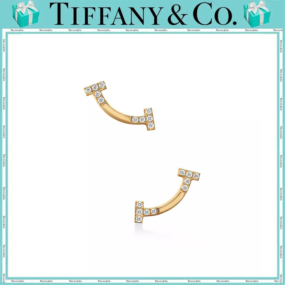 ティファニー T スマイル ピアス ダイヤモンド イエローゴールド（ミニ）