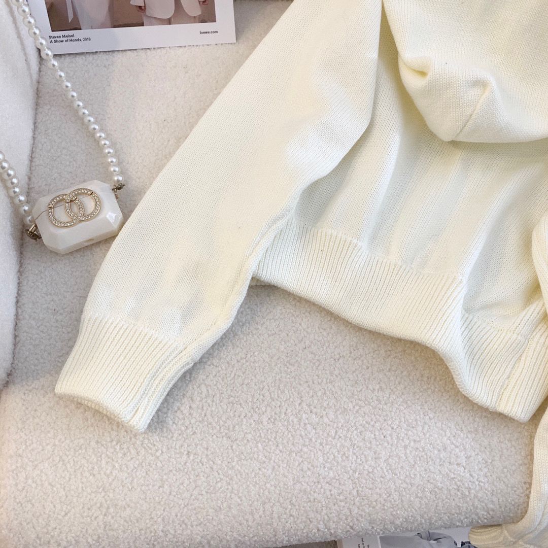 MIU MIUニットフード付きカーディガンコートセーター