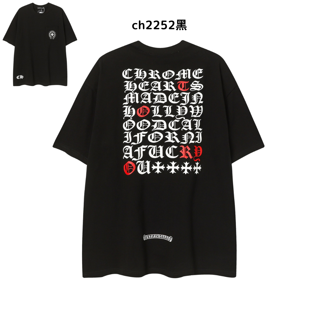 【2025新登場】クロムハーツChrome Hearts プリント刺繍Tシャツ特集 夏服 人気 男女兼用　綿100%  ch2230