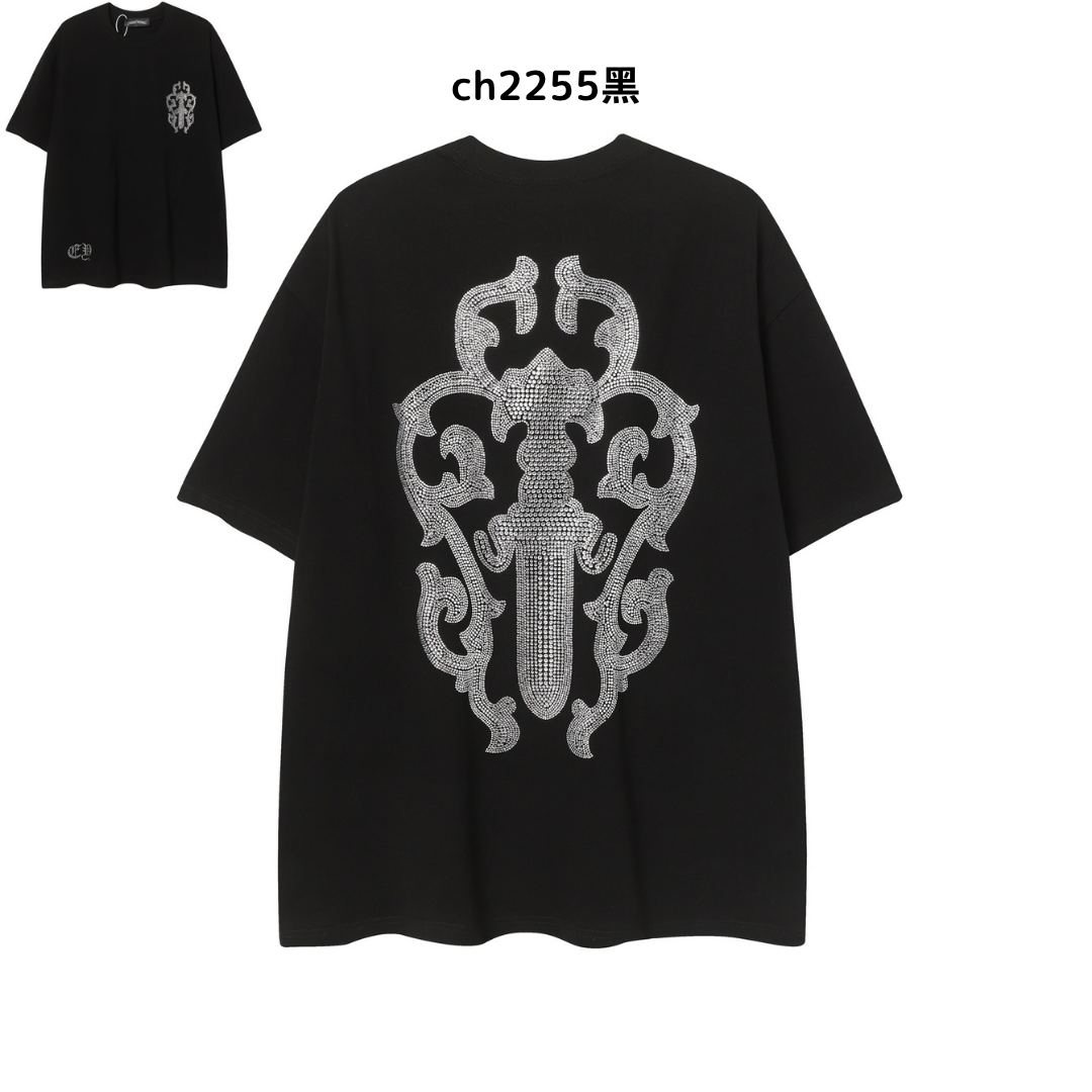 【2025新登場】クロムハーツChrome Hearts プリント刺繍Tシャツ特集 夏服 人気 男女兼用　綿100%  ch2230