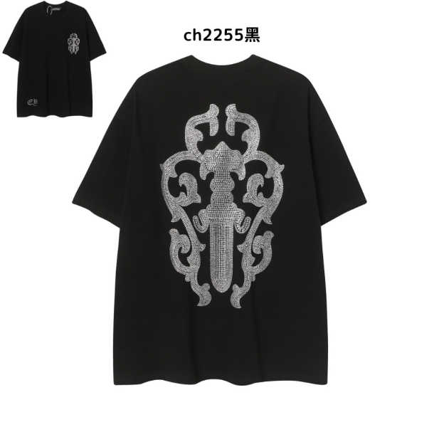 【2025新登場】クロムハーツChrome Hearts プリント刺繍Tシャツ特集 夏服 人気 男女兼用　綿100%  ch2230