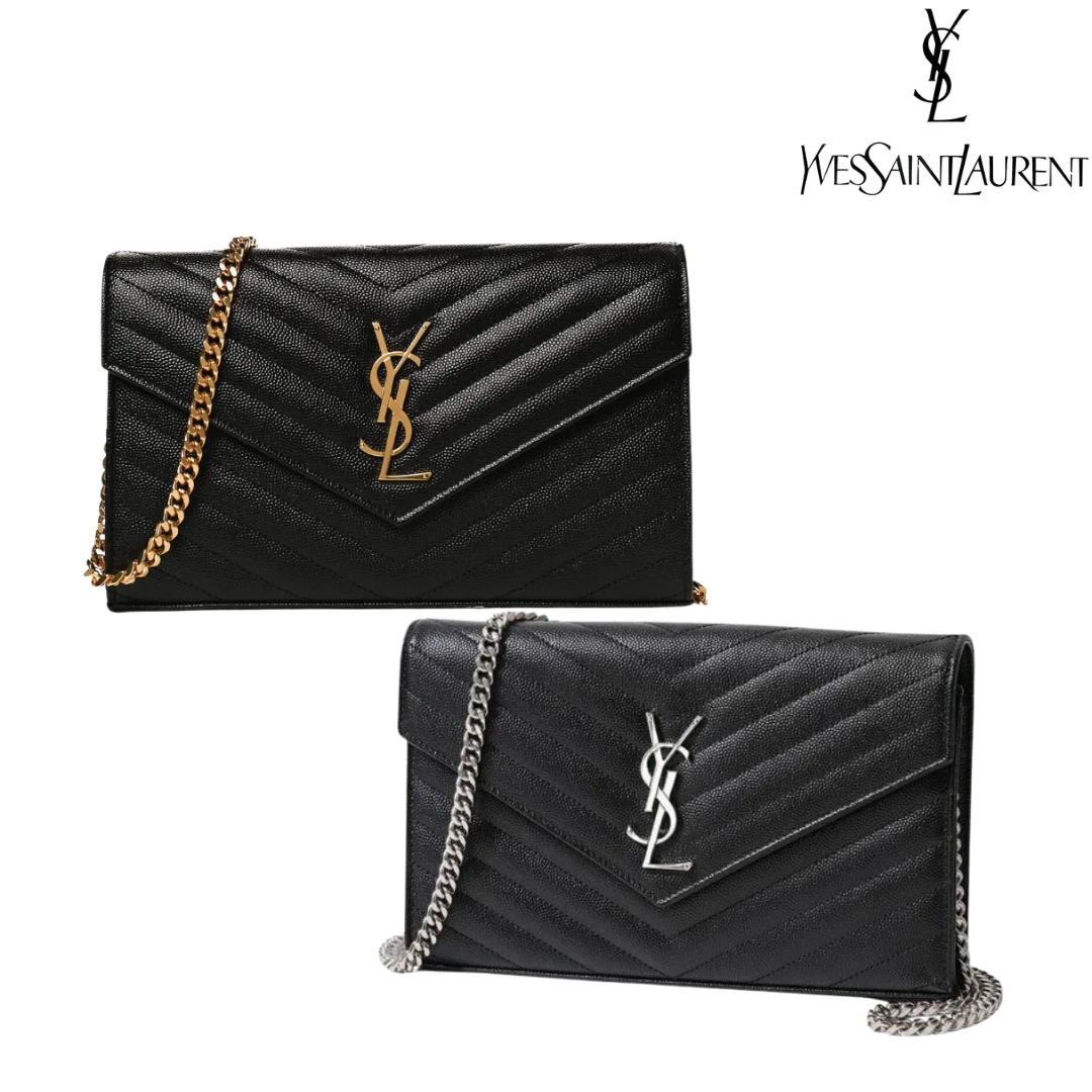  サンローラン 2つ折り財布 ラージフラップウォレット 372264 キルティング グレイン・ド・プードル エンボスレザー ブラック ゴールド金具 SAINT LAURENT