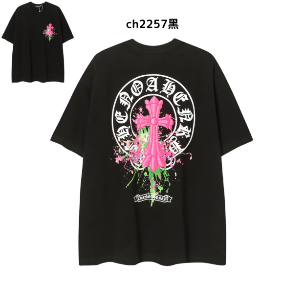 【2025新登場】クロムハーツChrome Hearts プリント刺繍Tシャツ特集 夏服 人気 男女兼用　綿100%  ch2230