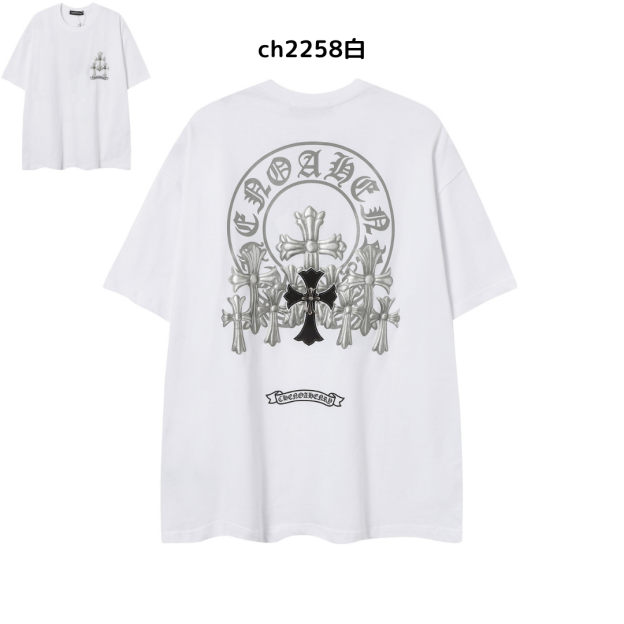 【2025新登場】クロムハーツChrome Hearts プリント刺繍Tシャツ特集 夏服 人気 男女兼用　綿100%  ch2230