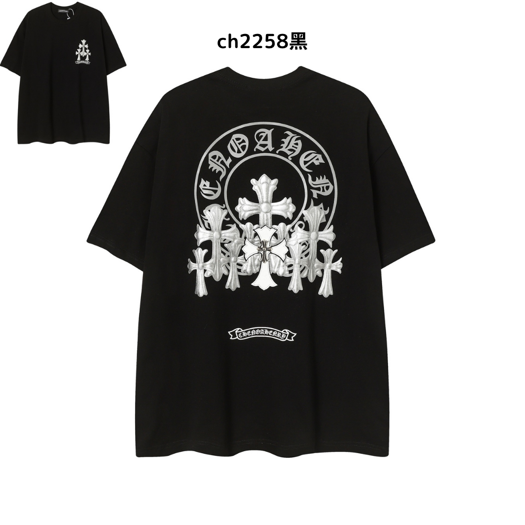 【2025新登場】クロムハーツChrome Hearts プリント刺繍Tシャツ特集 夏服 人気 男女兼用　綿100%  ch2230