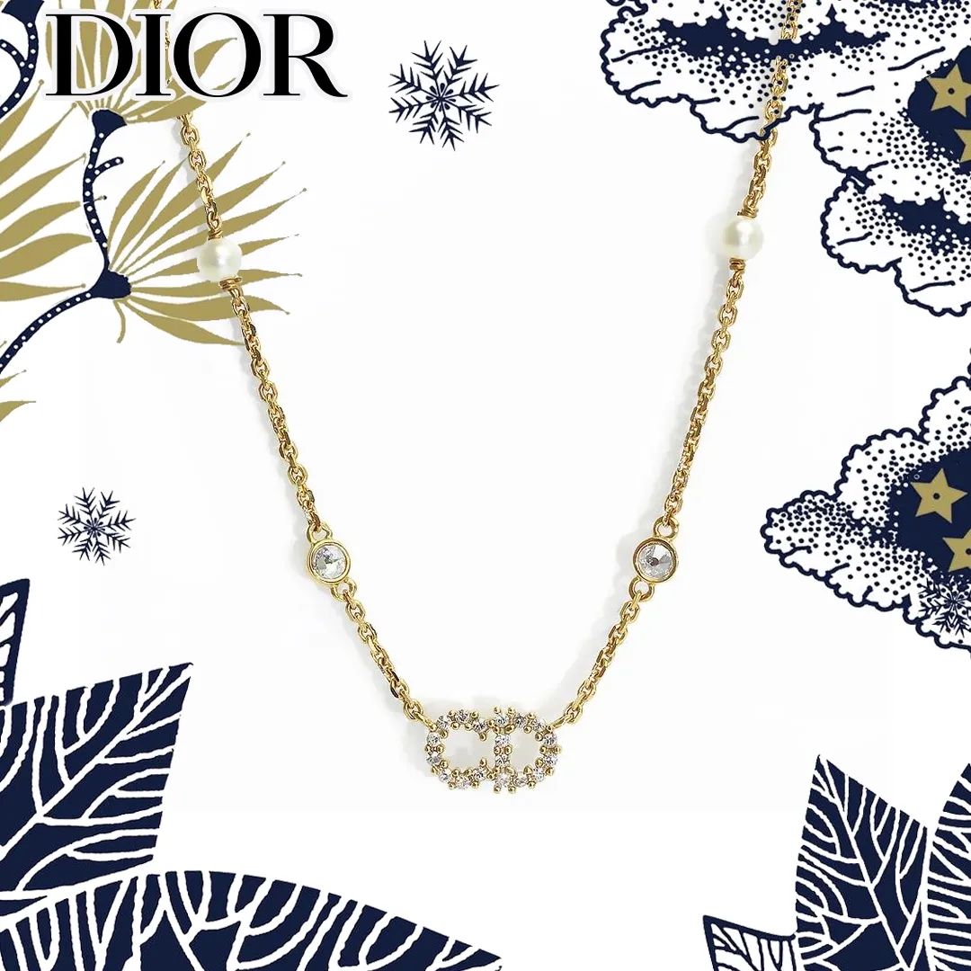【国内発送/直営店】Christian Dior クレール ディー リュヌ ネックレス パール ラインストーン ゴールド N1033CDLCY 二段階調節 箱付
