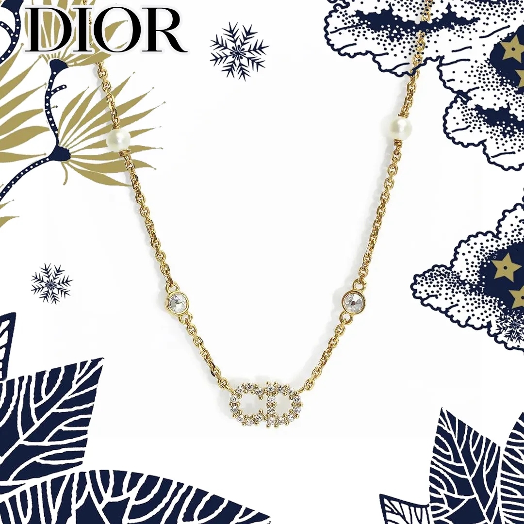【国内発送/直営店】Christian Dior クレール ディー リュヌ ネックレス パール ラインストーン ゴールド N1033CDLCY 二段階調節 箱付