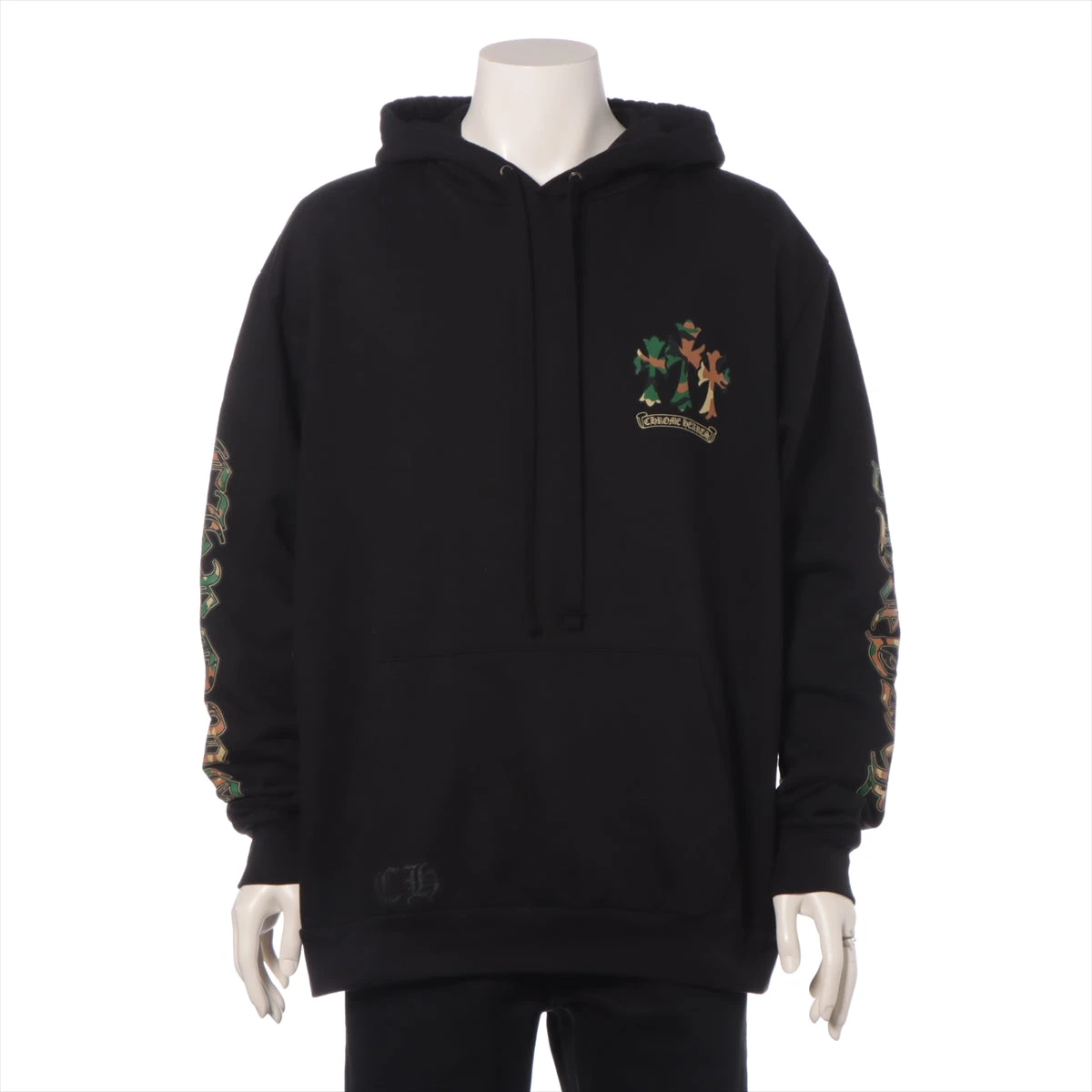 クロムハーツ パーカー コットン  ブラック カモフラホースシューセメタリークロスフーディ
