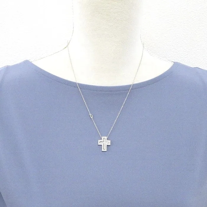 【国内発送/直営店】ダミアーニ DAMIANI ネックレス ベル エポック XS 20083490 ダブル クロス パヴェ ダイヤモンド 0.38ct K18WG