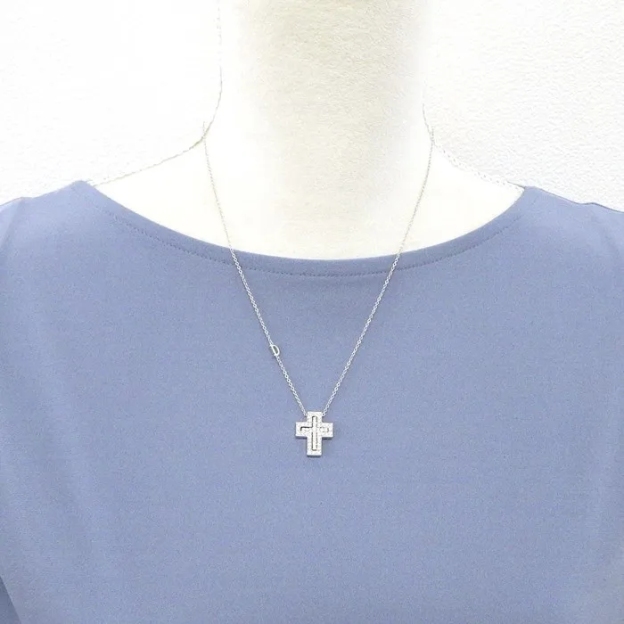 【国内発送/直営店】ダミアーニ DAMIANI ネックレス ベル エポック XS 20083490 ダブル クロス パヴェ ダイヤモンド 0.38ct K18WG