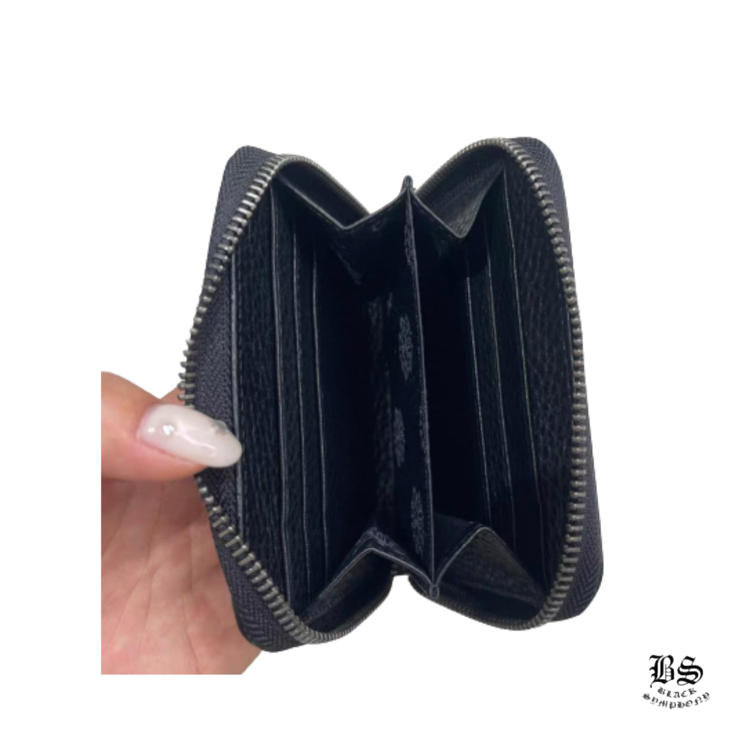 Chrome Hearts クロムハーツ 3サイドジップウォレット レザー ブラック メンズ クロス SV CHプラス ピラミッドスタッズ 黒 