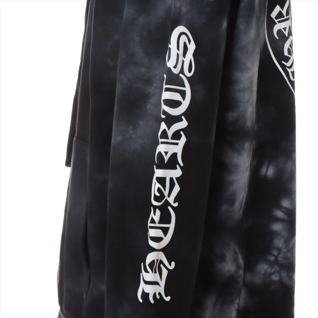 クロムハーツ パーカー コットン ブラック タイダイ ホースシュープリント