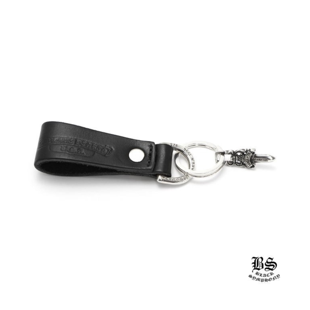 chrome heart クロムハーツ Dキーリング ブラックレザー&スプリットキーリングwithダガーセット