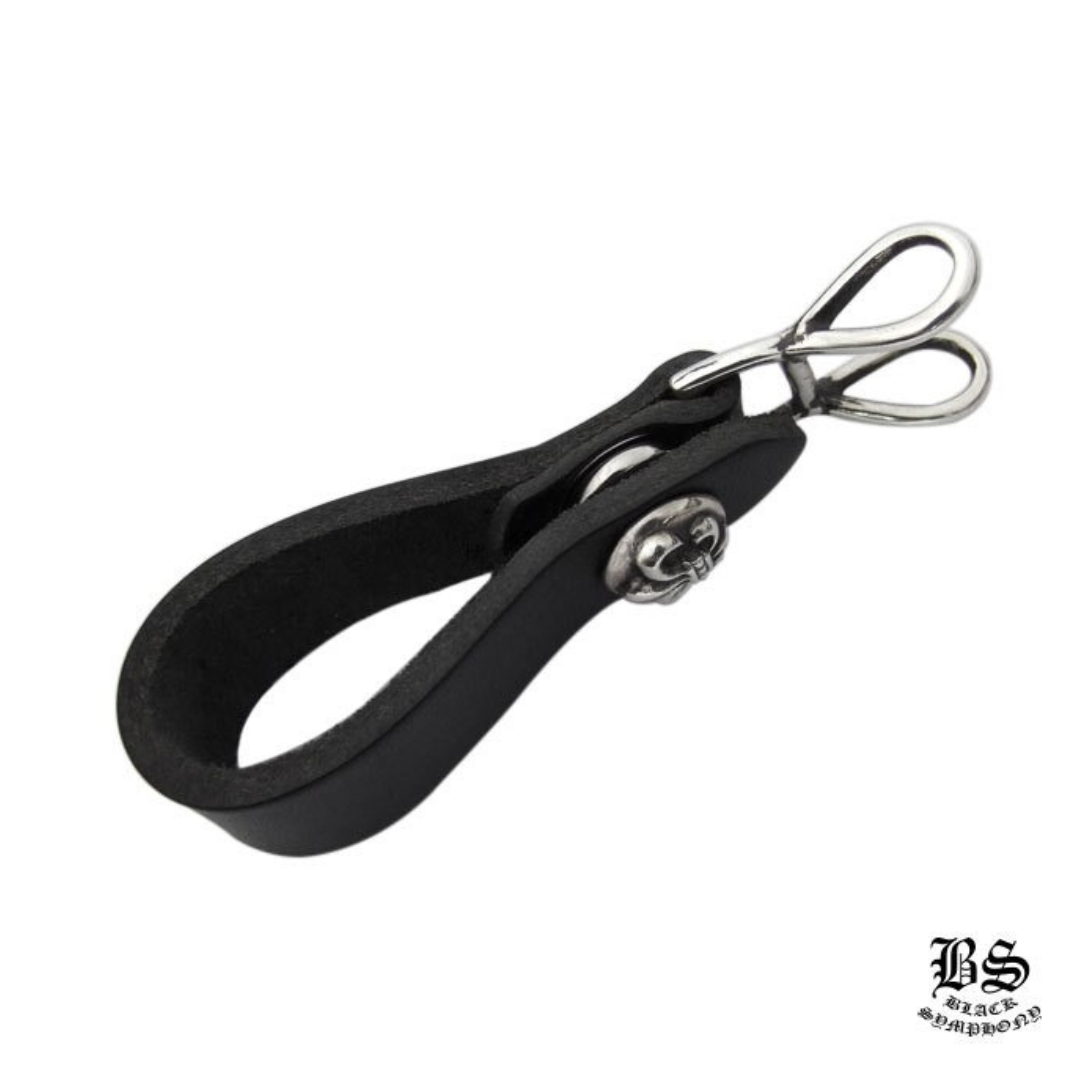 chrome heart クロムハーツ Wベルトループ BSフレアボタン ブラック レザー