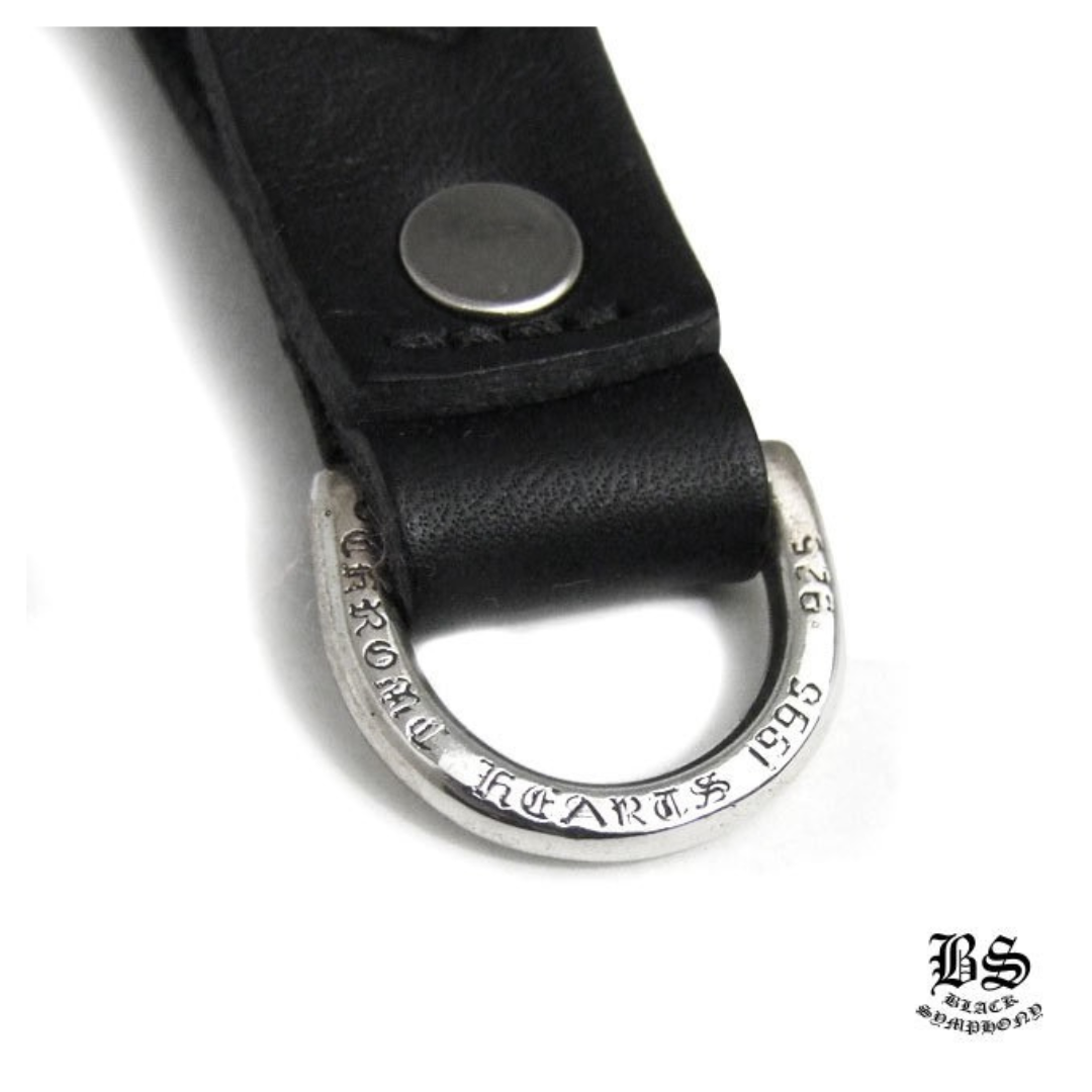 chrone heart クロムハーツ Dキーリング ハートボタン ブラック レザー