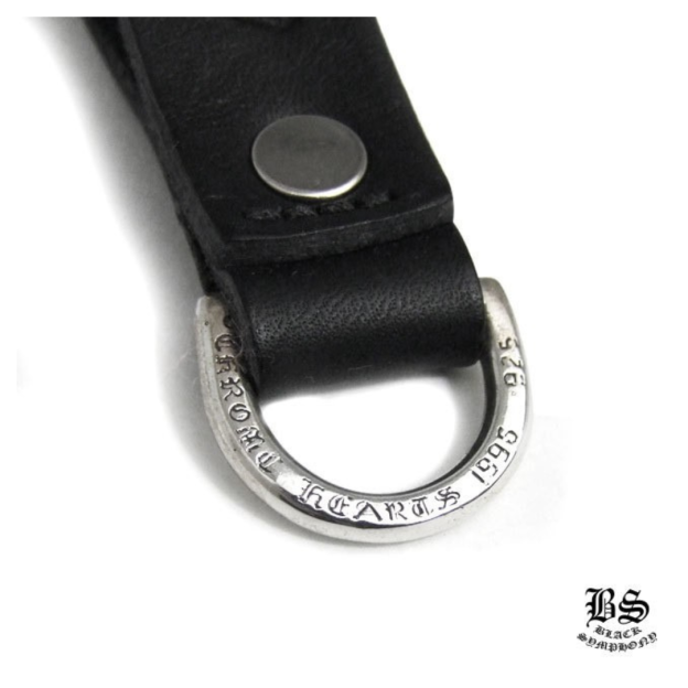 chrone heart クロムハーツ Dキーリング ハートボタン ブラック レザー