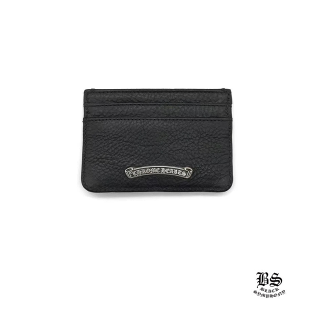 クロムハーツ CHROME HEARTS ウォレット カードケース ダブルサイドブラック ヘビーレザーw スクロールラベル タイニーCHクロス クロム ハーツ カードケース 名刺入れ