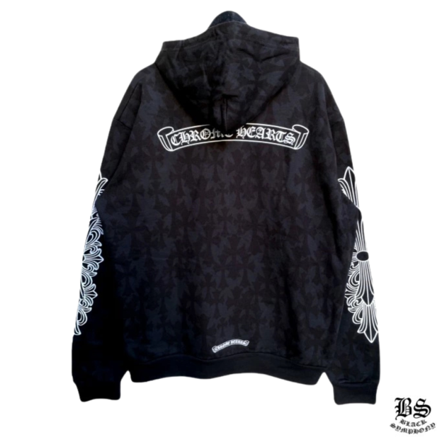 CHROME HEARTSクロムハーツ セメタリープリントジップパーカーblack