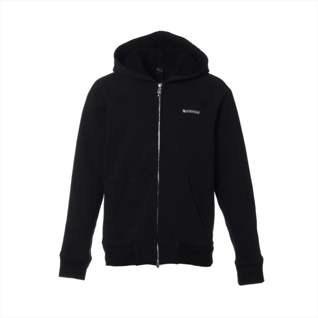 クロムハーツ Y NOT パーカー コットン  ブラック×シルバー セメタリークロス