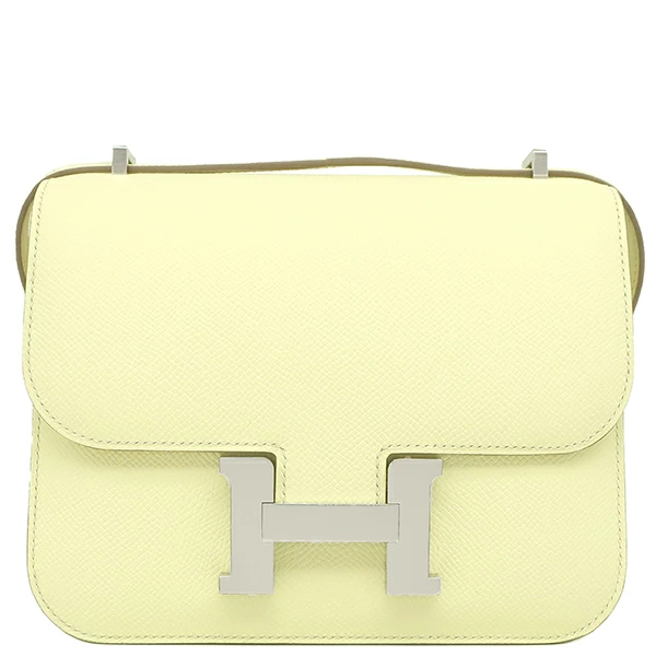 エルメス HERMES ショルダーバッグ コンスタンス3 ミニ ミロワール ヴォーエプソン ジョーヌミルトン シルバー金具 黄色