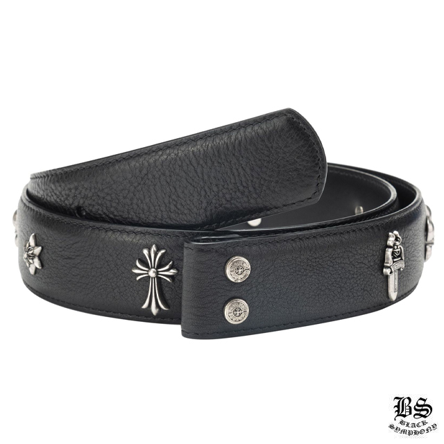 クロムハーツ プレーン レザー 1.5 ベルト ホースシュー リベット（バックルなし）