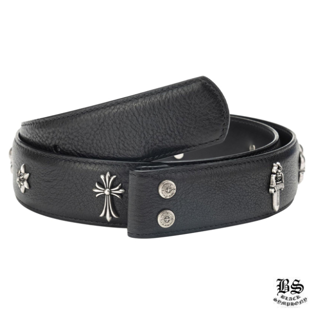 クロムハーツ プレーン レザー 1.5 ベルト ホースシュー リベット（バックルなし）