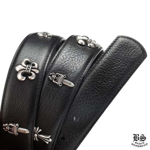 クロムハーツ プレーン レザー 1.5 ベルト ホースシュー リベット（バックルなし）