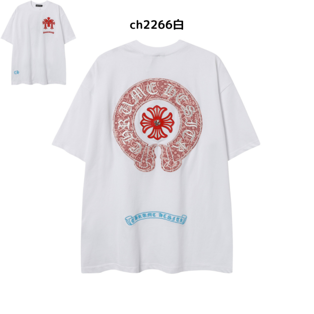 【2025新登場】クロムハーツChrome Hearts プリント刺繍Tシャツ特集 夏服 人気 男女兼用　綿100%  ch2230