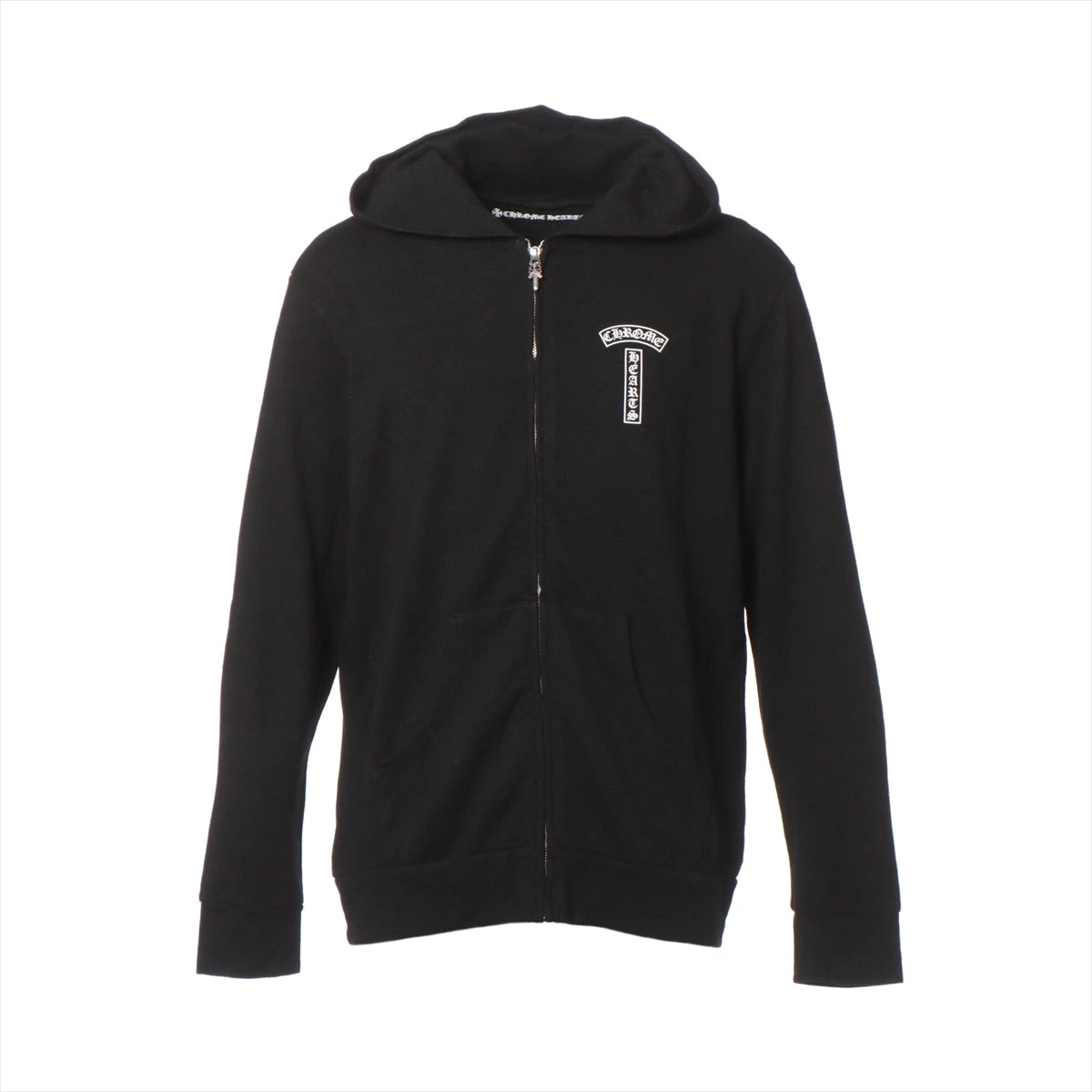 クロムハーツ ホースシュー パーカー コットン×ポリエステル×レーヨンブラック ダガージップ 袖フローラルクロス