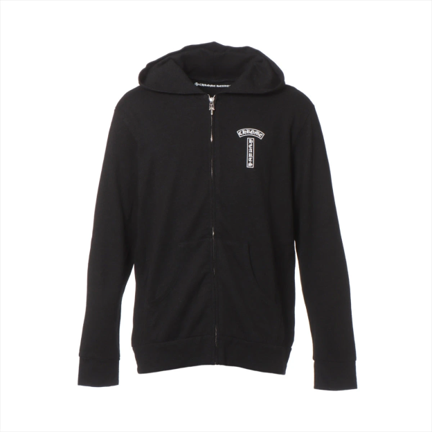 クロムハーツ ホースシュー パーカー コットン×ポリエステル×レーヨンブラック ダガージップ 袖フローラルクロス