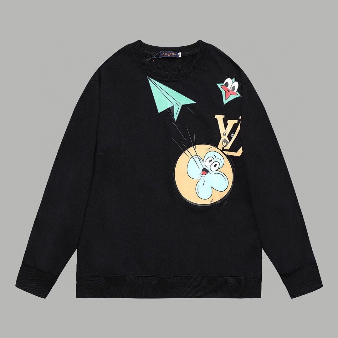 LOUIS VUITTON パーカー ブランド ルイ・ヴィトン ロゴ トップス プリント かわいい 男女兼用