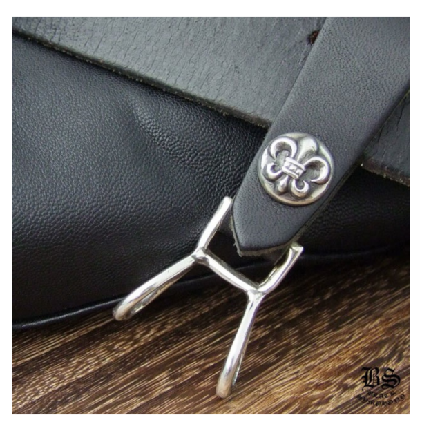 chrome heart クロムハーツ Wベルトループ BSフレアボタン ブラック レザー
