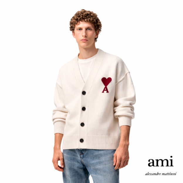 Ami paris  ホワイト Ami De Coeur カーディガン