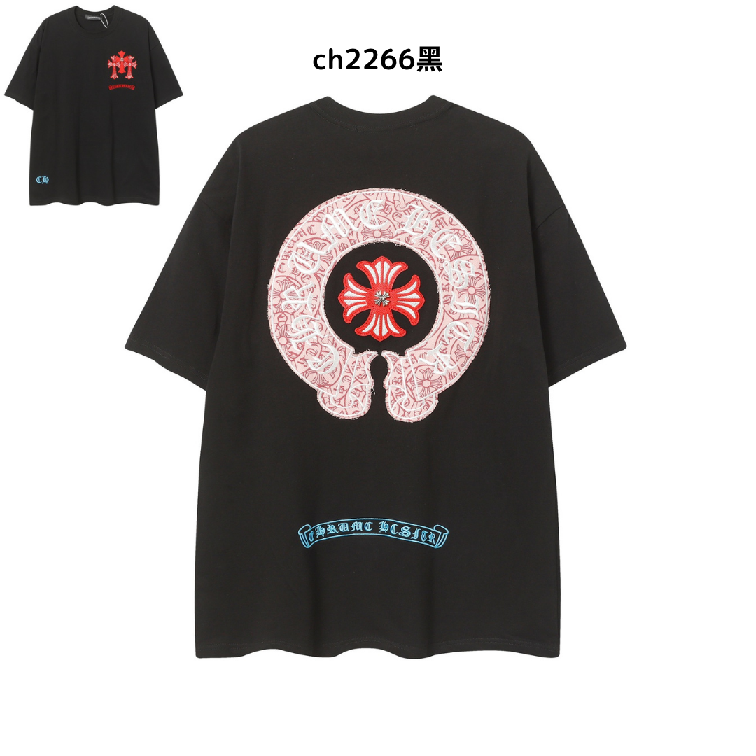 【2025新登場】クロムハーツChrome Hearts プリント刺繍Tシャツ特集 夏服 人気 男女兼用　綿100%  ch2230