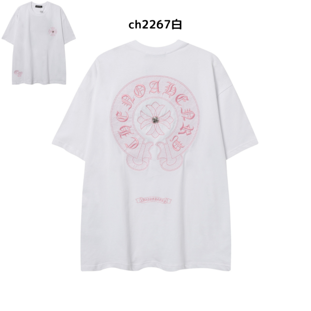 【2025新登場】クロムハーツChrome Hearts プリント刺繍Tシャツ特集 夏服 人気 男女兼用　綿100%  ch2230