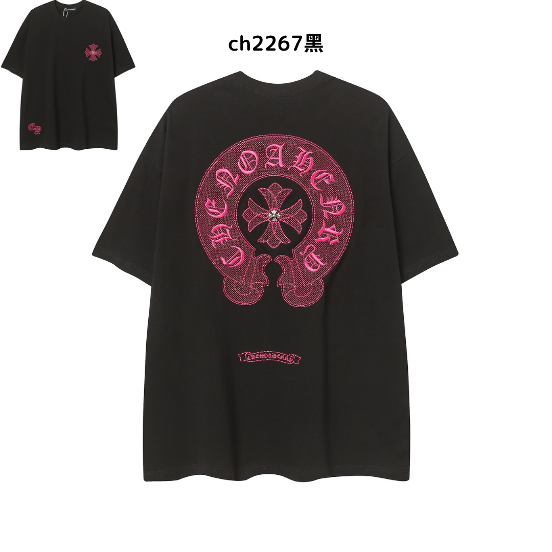 【2025新登場】クロムハーツChrome Hearts プリント刺繍Tシャツ特集 夏服 人気 男女兼用　綿100%  ch2230
