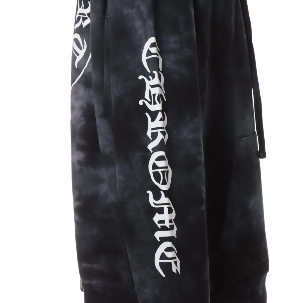 クロムハーツ パーカー コットン ブラック タイダイ ホースシュープリント