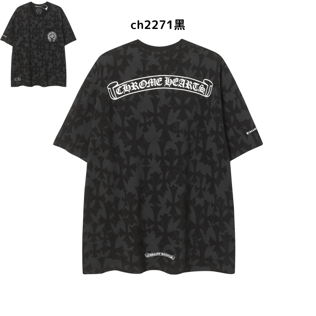 【2025新登場】クロムハーツChrome Hearts プリント刺繍Tシャツ特集 夏服 人気 男女兼用　綿100%  ch2230