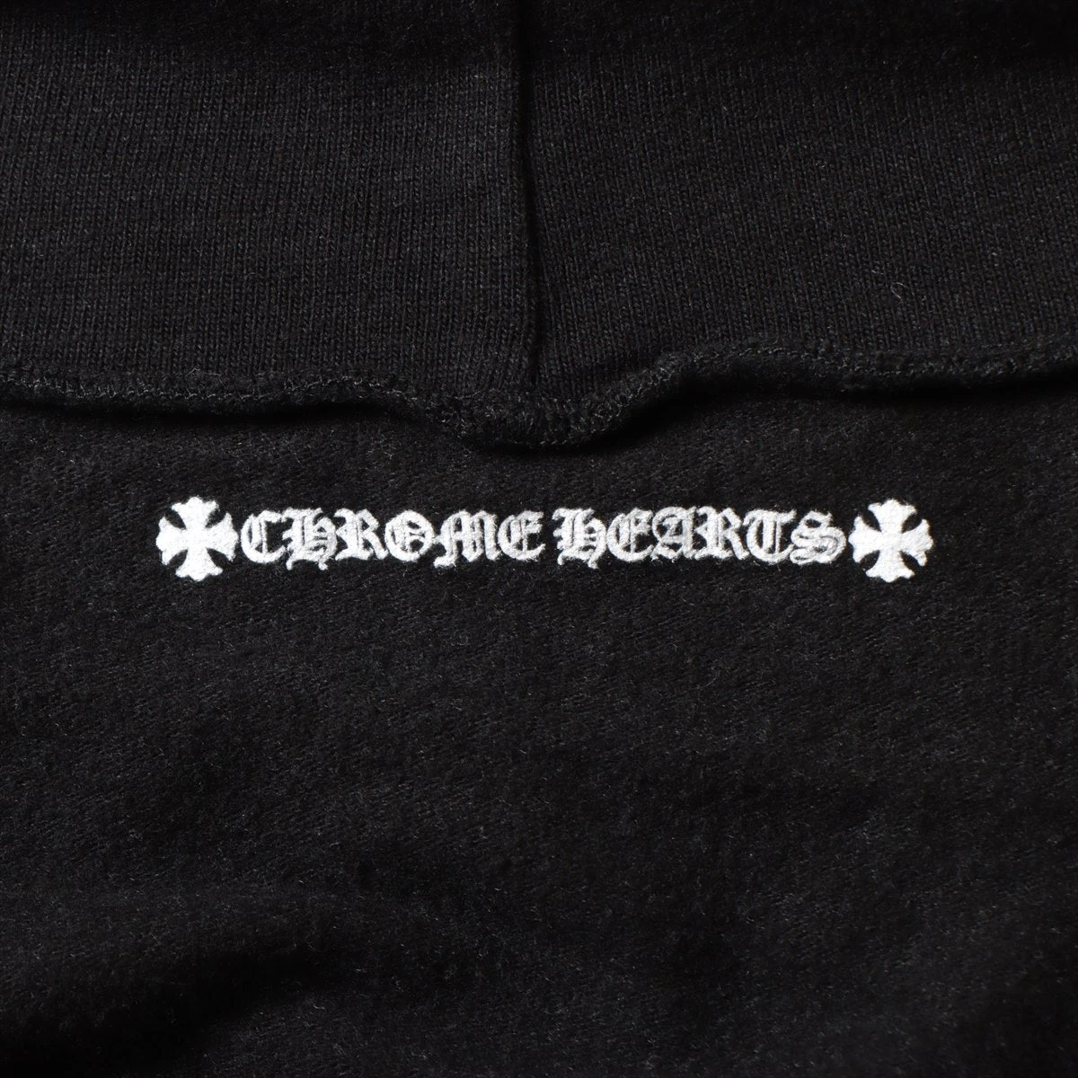 クロムハーツ ホースシュー パーカー コットン×ポリエステル×レーヨンブラック ダガージップ 袖フローラルクロス