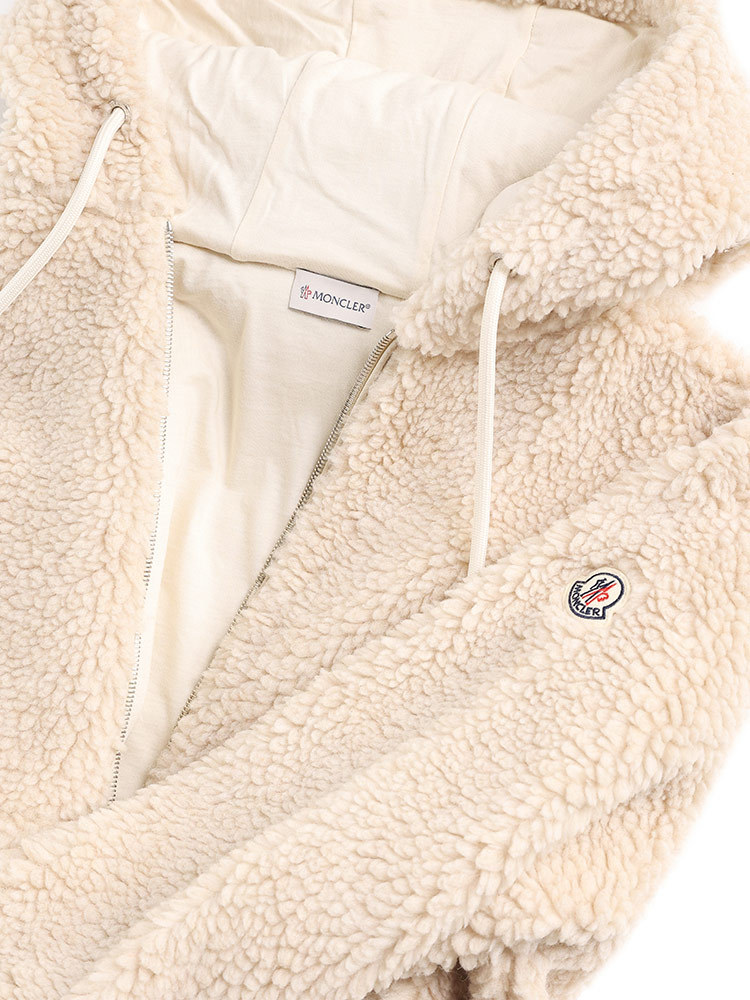 モンクレール パーカー MONCLER メンズ ボアパーカー アウター テディフリース ロゴ 刺繍 フルジップ 黒 クロ ベージュ ブランド ブルゾン フード レギュラーフィット 大きいサイズ あり MC8G0002389A5V