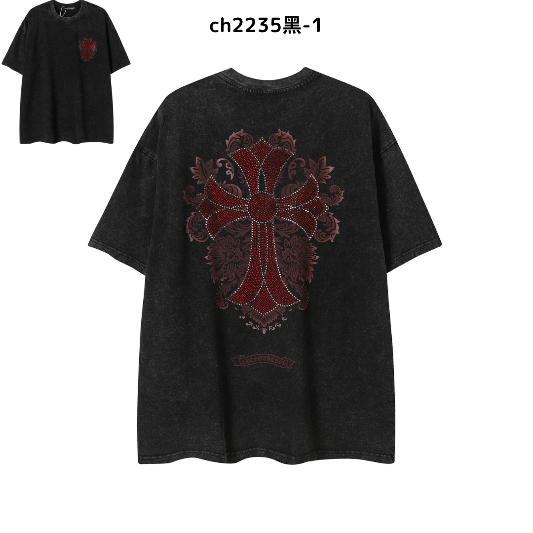 【2025新登場】クロムハーツChrome Hearts プリント刺繍Tシャツ特集 夏服 人気 男女兼用　綿100%  ch2230