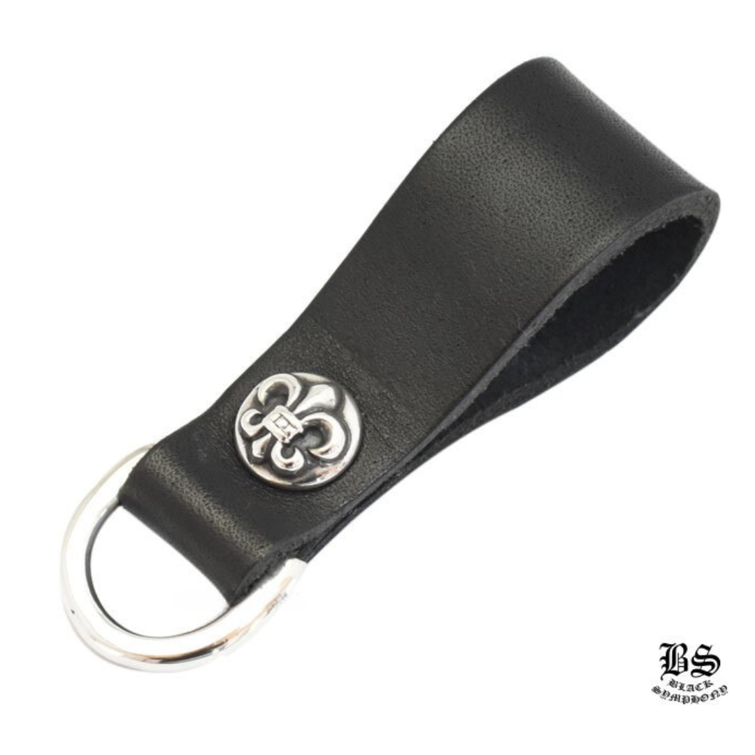 chrome heart クロムハーツ Dキーリング BSフレアボタン ブラックレザー