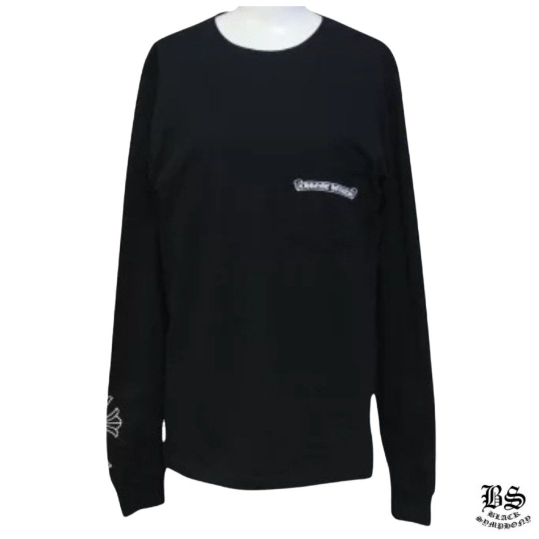 CHROME HEARTS クロムハーツ 長袖Ｔシャツ ロンT 背面セメタリークロス ブラック コットン サイズ 美品 