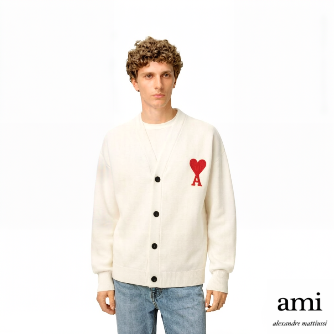 Ami paris  ホワイト Ami De Coeur カーディガン
