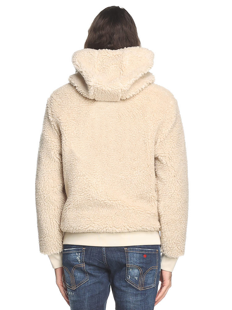 モンクレール パーカー MONCLER メンズ ボアパーカー アウター テディフリース ロゴ 刺繍 フルジップ 黒 クロ ベージュ ブランド ブルゾン フード レギュラーフィット 大きいサイズ あり MC8G0002389A5V