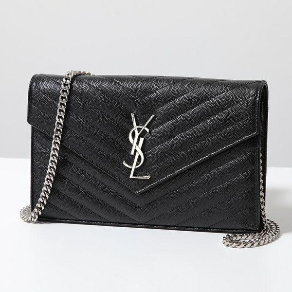 サンローラン 2つ折り財布 ラージフラップウォレット 372264 キルティング グレイン・ド・プードル エンボスレザー ブラック ゴールド金具 SAINT LAURENT