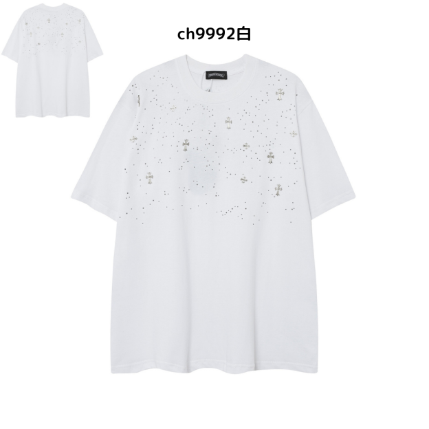 【2025新登場】クロムハーツChrome Hearts プリント刺繍Tシャツ特集 夏服 人気 男女兼用　綿100%  ch2230