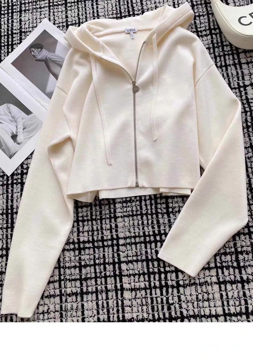 LOEWE 春と秋の新しい老花満印連帽スポーツ  トレンチコート セーター