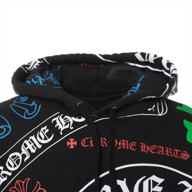 クロムハーツ パーカー コットン  ブラック ステンシルプリント オンライン限定
