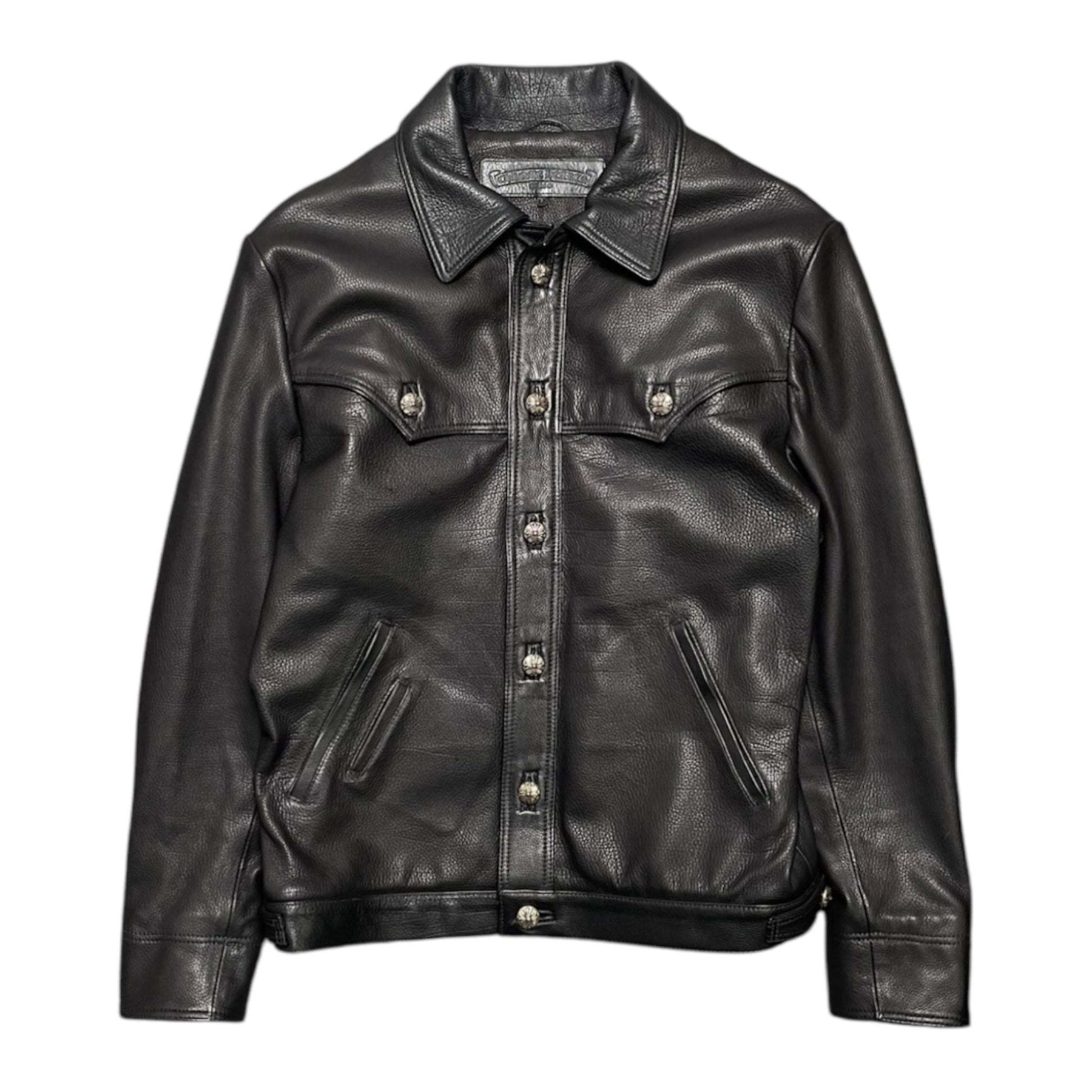 クロムハーツ（Chrome Hearts） CLASSIC JEAN LTHR レザークラシックジーン 現行型レザージャケット(ブラック×シルバー)【519052】